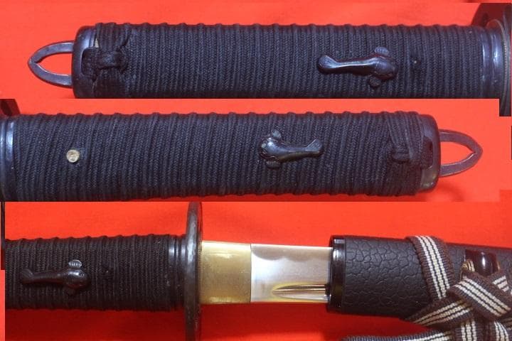 武蔵拵 小刀 二十四代 藤原兼房作 薄刃 栗形付 宮本武蔵 模造刀 ★中古品