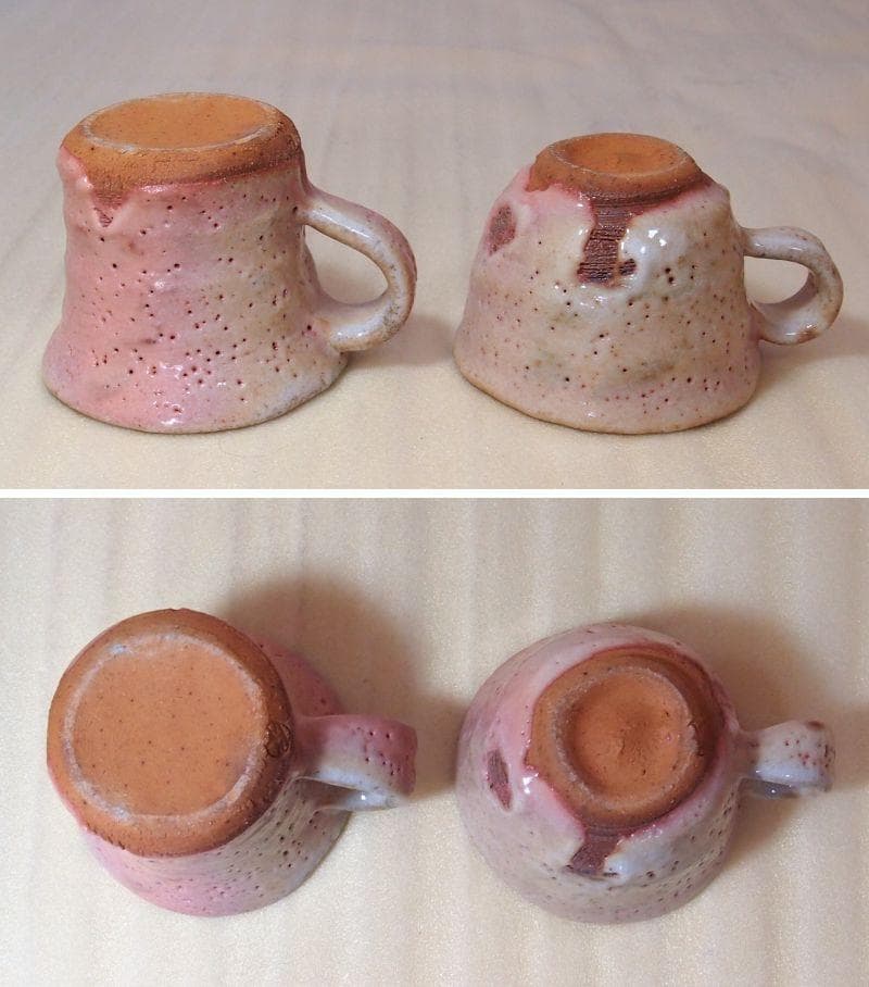 【未使用】志野 半桂窯 石坂徳平 コーヒーカップ2客/ペア 珈琲碗/ティーカップ