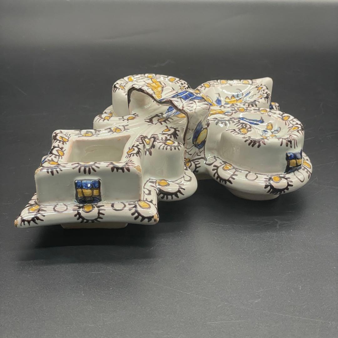 エミールガレ Emile Galle 軟質磁器 花文様 陶器 置物 インク壺