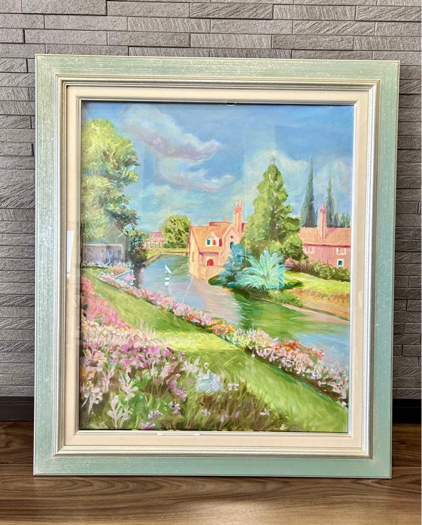 手描き油絵風景F12号+額縁入り