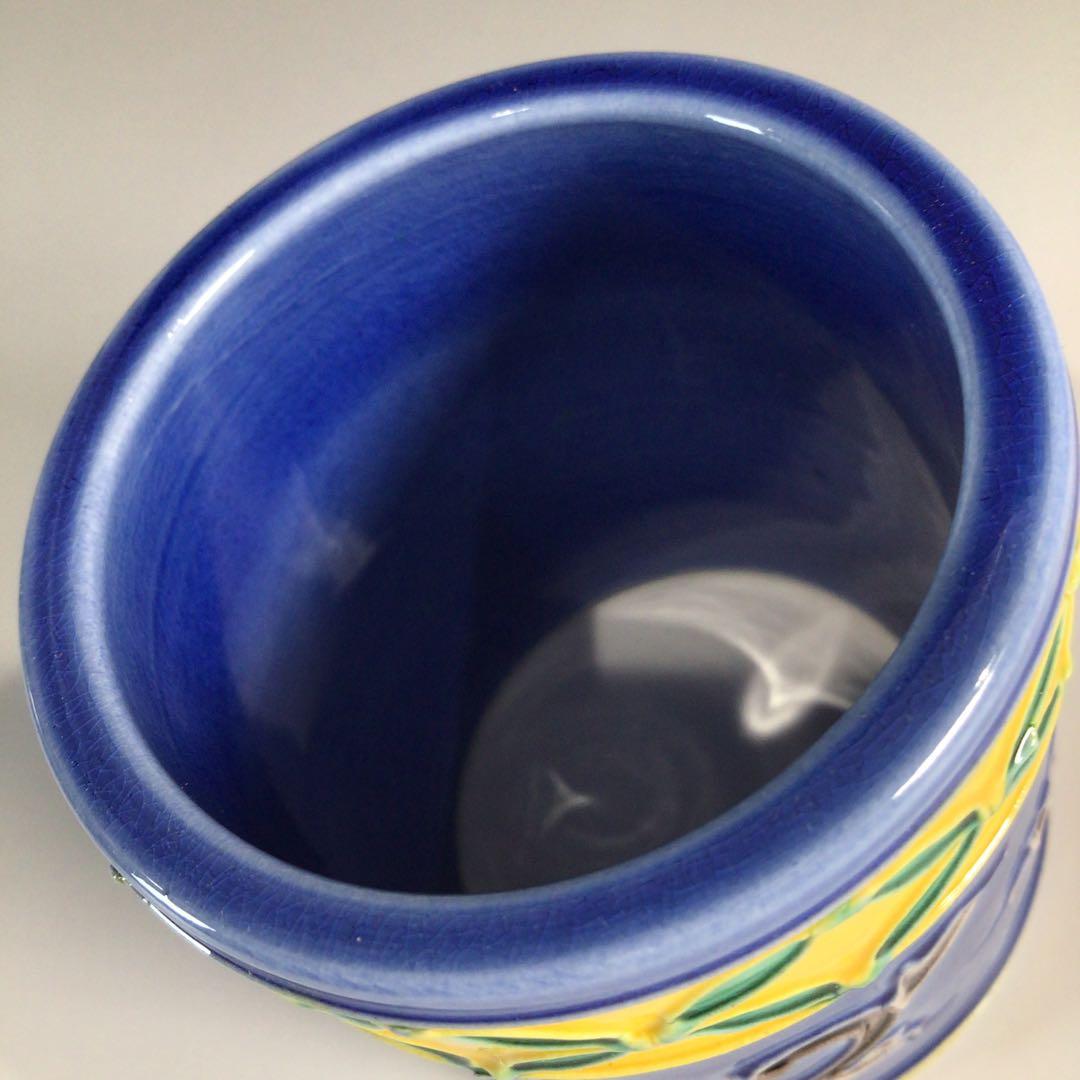 Ｐ６６３　蓋置　『谷口翠雲造』『紺青交趾』『七宝唐草文』　共箱　茶道具