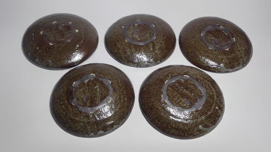 荻原井泉水　絵付皿(書)皿　5枚組　銘あり　箱付　希少