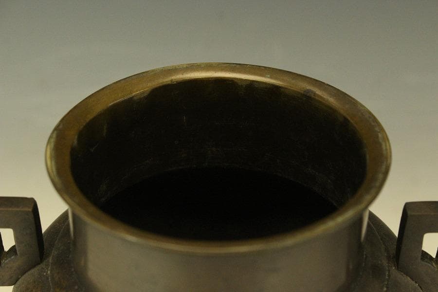 古銅 薄端 花器 池坊 華道 獣足 (A282)