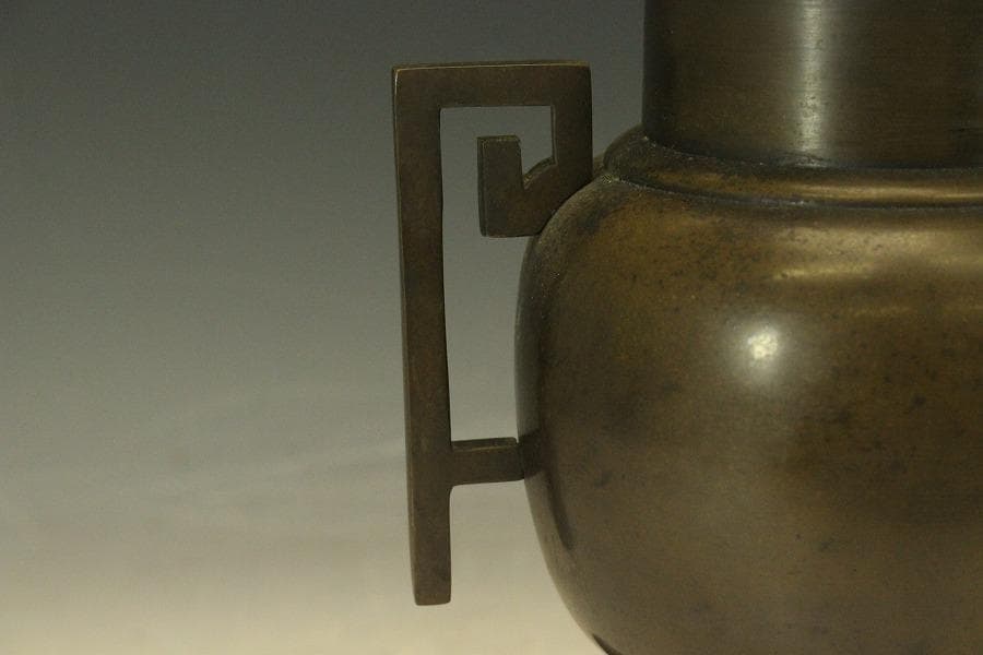 古銅 薄端 花器 池坊 華道 獣足 (A282)