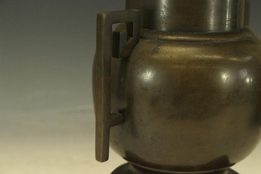 古銅 薄端 花器 池坊 華道 獣足 (A282)