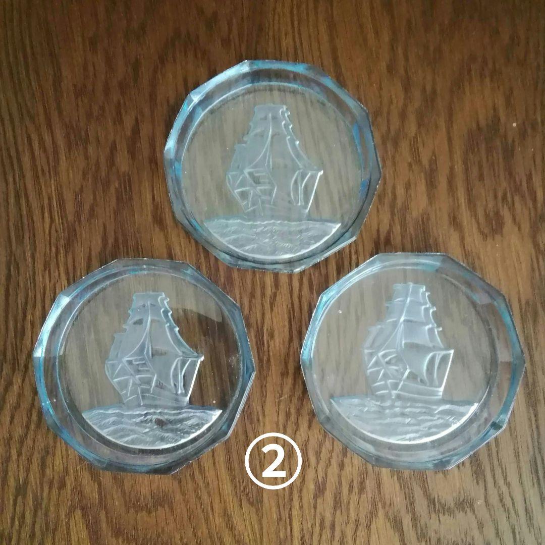 ガラスコースター各種　11枚　昭和レトロ　富士山　幾何学文様