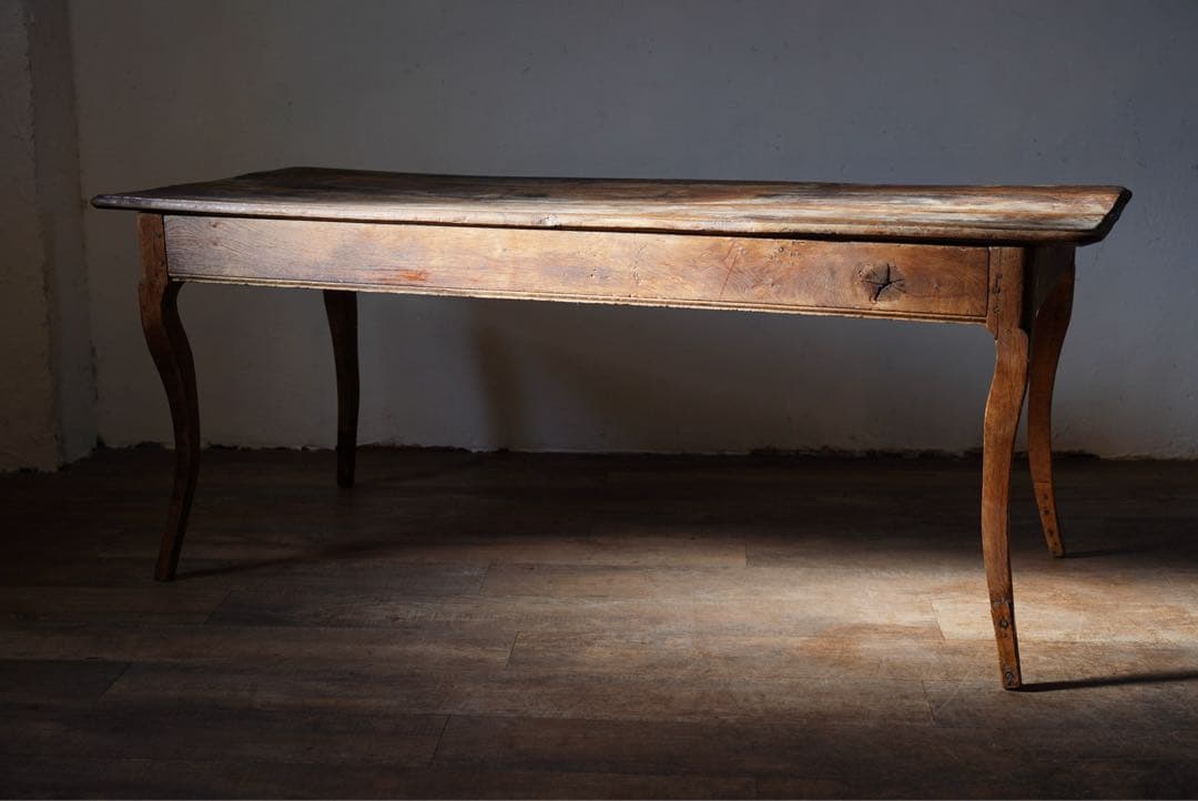 アンティーク　フランス　テーブル　ダイニングテーブル　オーク　什器　古木