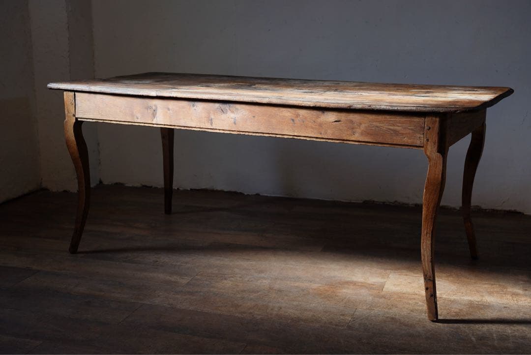 アンティーク　フランス　テーブル　ダイニングテーブル　オーク　什器　古木