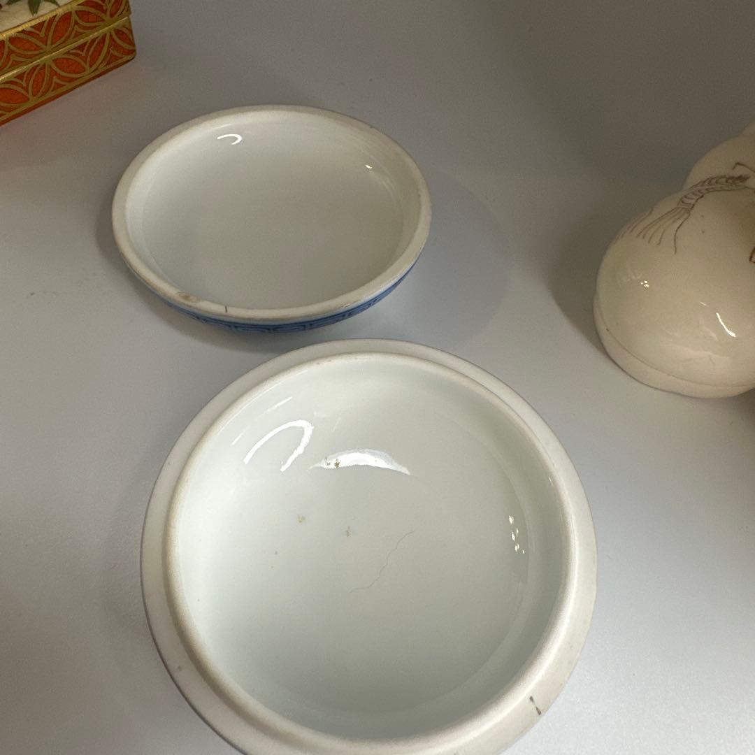 茂右衛門 前田宝泉 古董　古美术 人間国宝 十三代柿右衛門・濁手 香合 龍紋