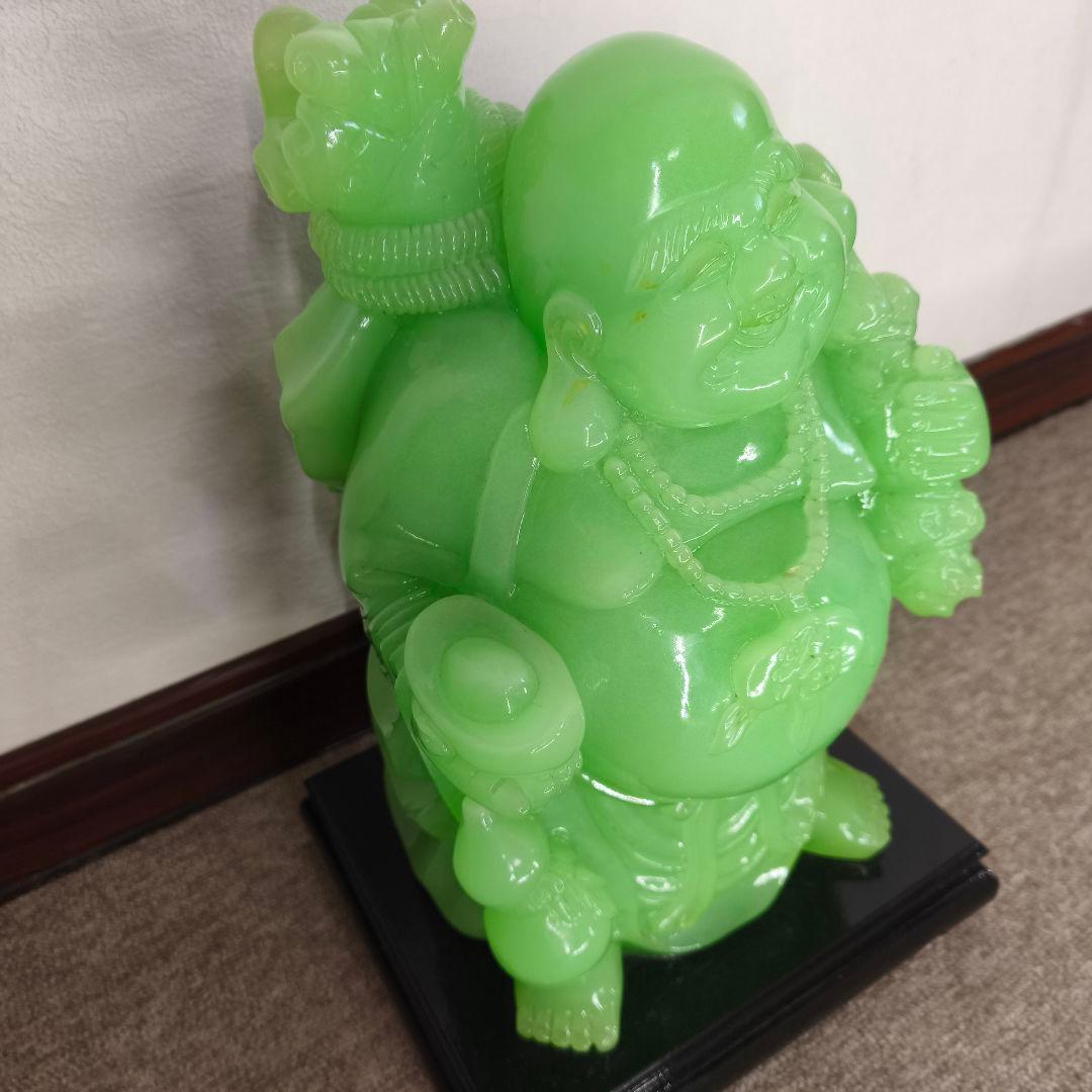 翡翠 布袋様 七福神 厄除け 置物　難あり