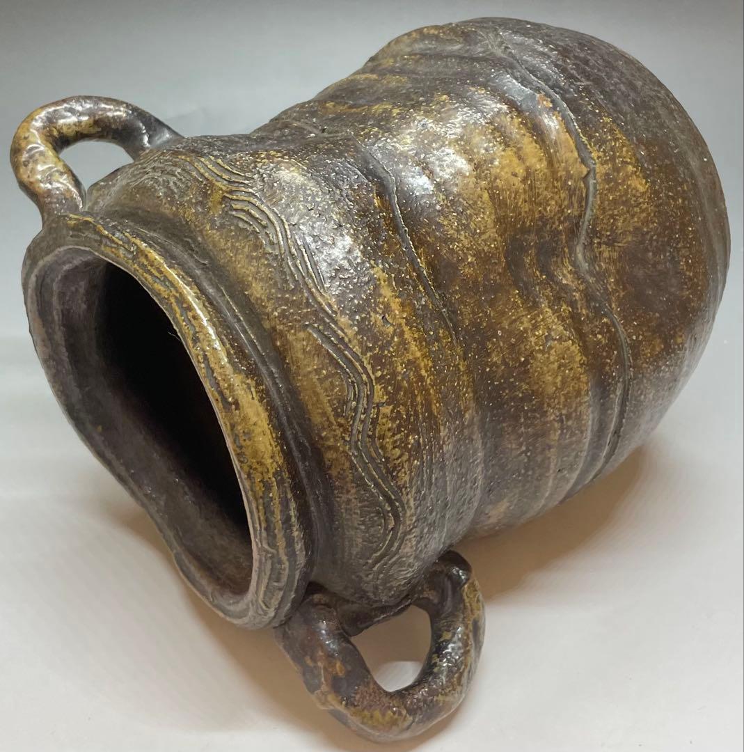 古備前　波状文　窯印　耳付水指　耳付花入　双耳水指　双耳花入　b6220