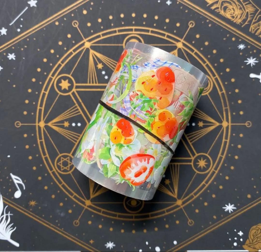 【9199】海外　マステ　中古巻　貝殻光マスキングテープ　苺　果物　お花　装飾系