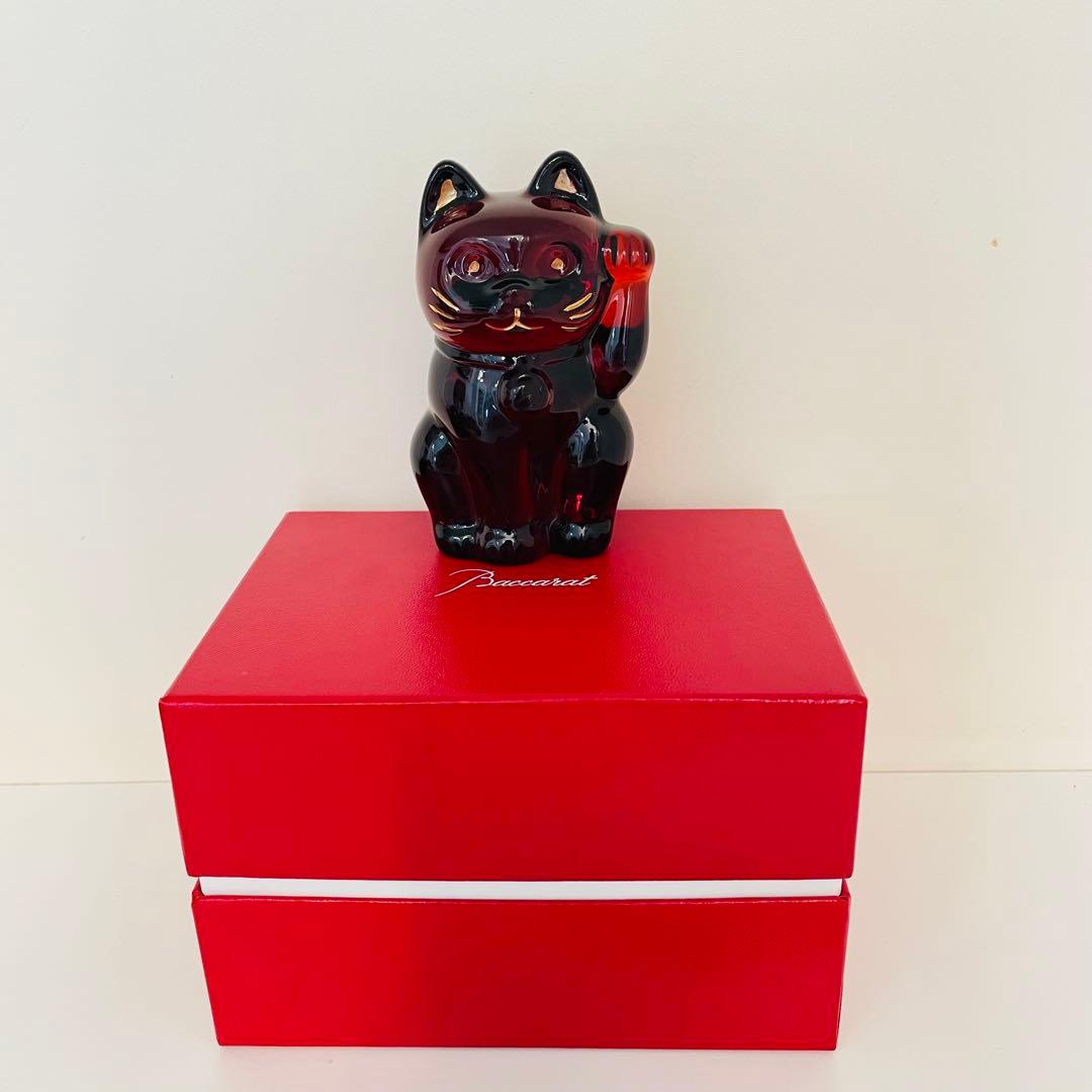 Baccarat（バカラ）まねき猫 レッド 約10.5cm