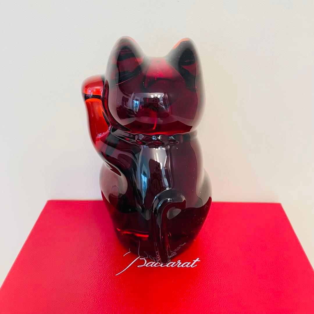 Baccarat（バカラ）まねき猫 レッド 約10.5cm