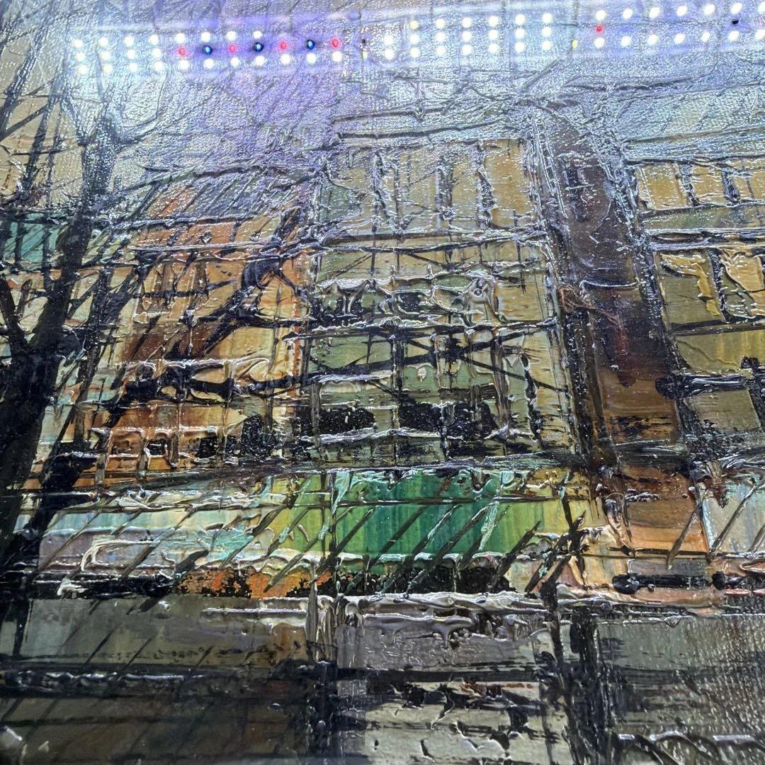 ルイージ・バッシーニ　Luigi Bassini セーヌ川 油絵　製法承認シール