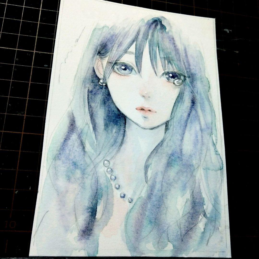 専用　手描きイラスト 《 真珠の涙 》 オリジナル　水彩画　女の子