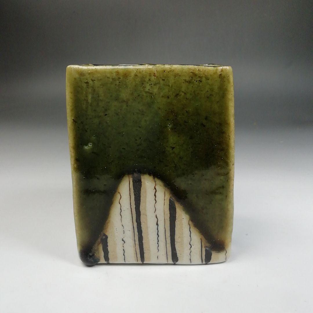 Ｗ４５　火入　『織部　火入』『長谷川青峯 造』　共箱　茶道具