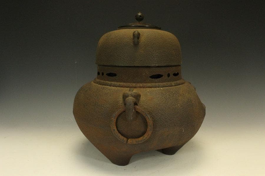 茶道具 鬼面風炉釜 平丸釜 718