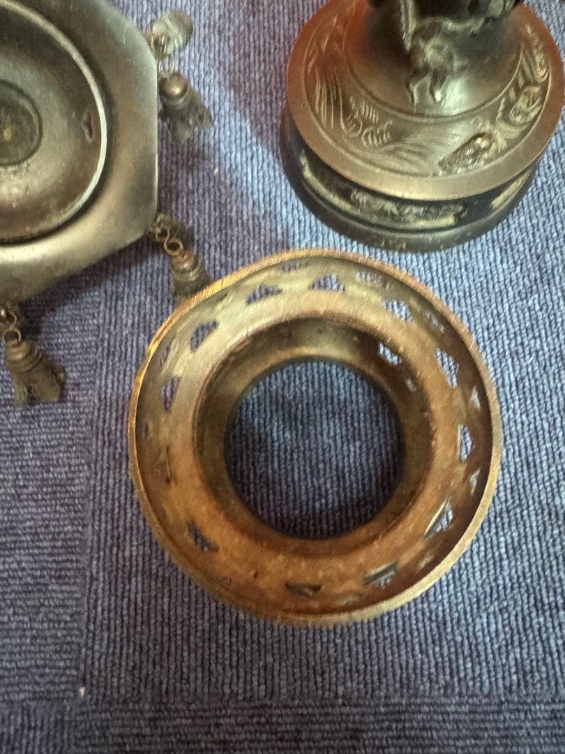 1848  古美術品　銅製　龍文　灯篭  置物　時代物