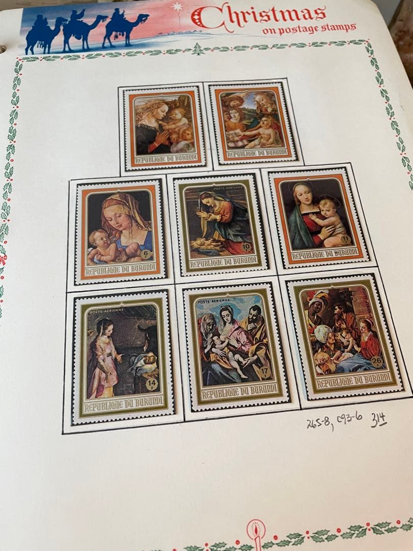 ヴィンテージ　クリスマス切手　1960〜70年代　ジャンクジャーナル