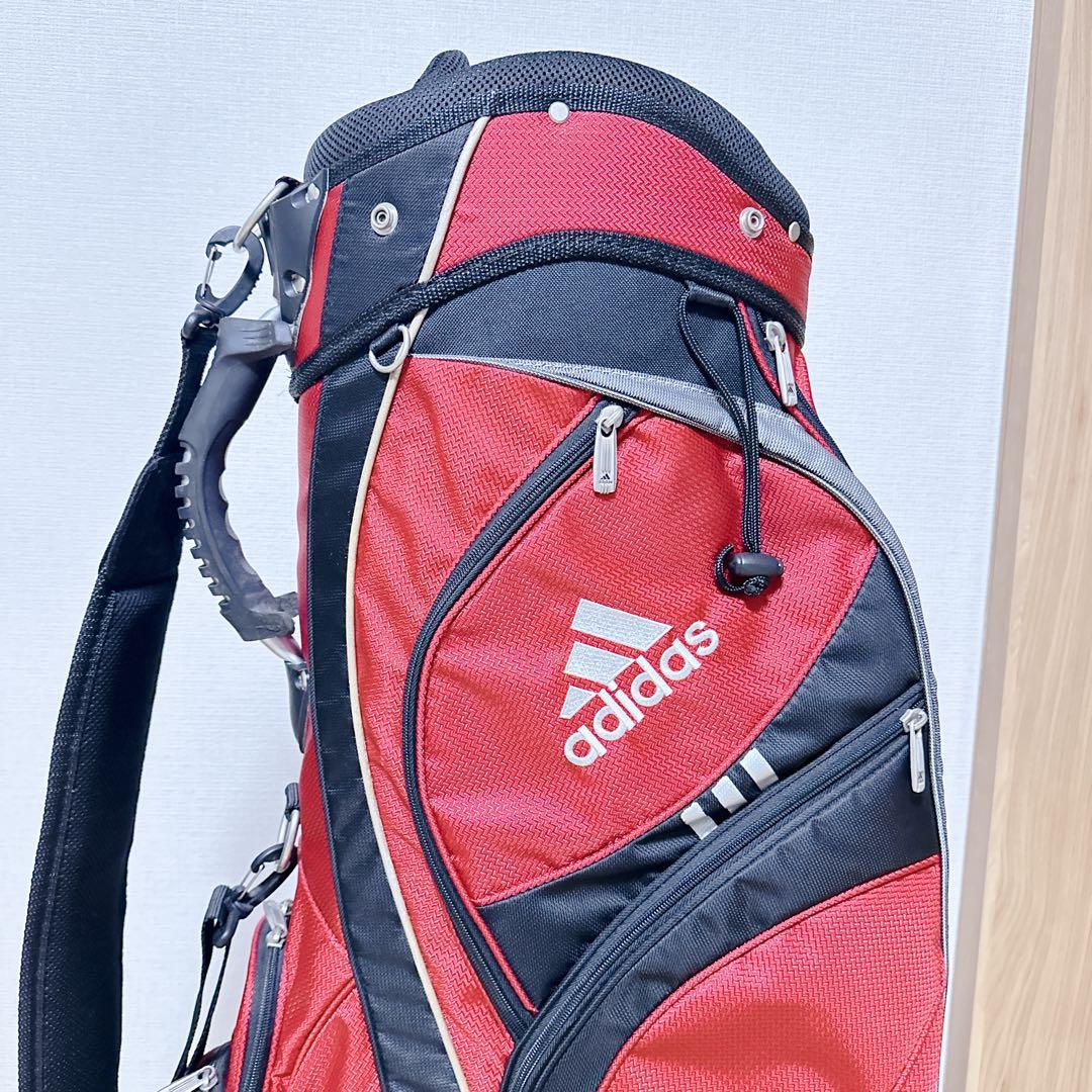 美品 adidas キャディバッグ 9.5型 6分割 軽量 レッド アディダス