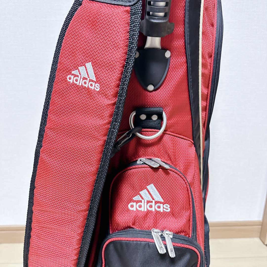 美品 adidas キャディバッグ 9.5型 6分割 軽量 レッド アディダス