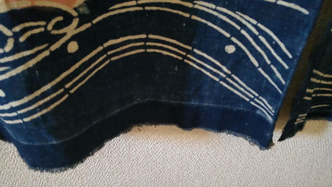 古布 万祝 まいわい アンティーク 筒がき 骨董 鶴 亀 襤褸 型染 大漁 希少