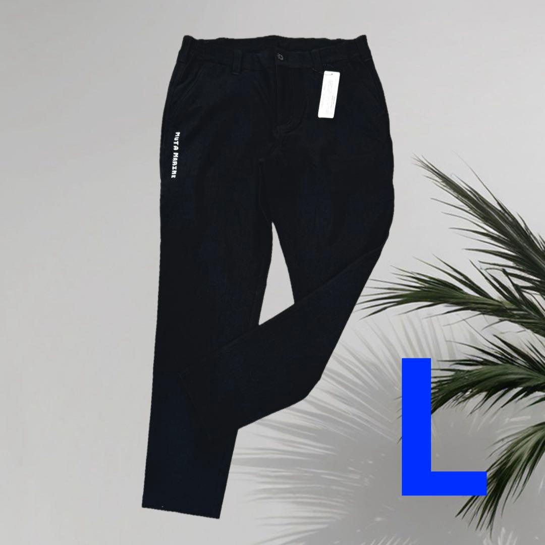 【新品】ムータマリンゴルフ　裏起毛　パンツ　黒　メンズ　Lサイズ