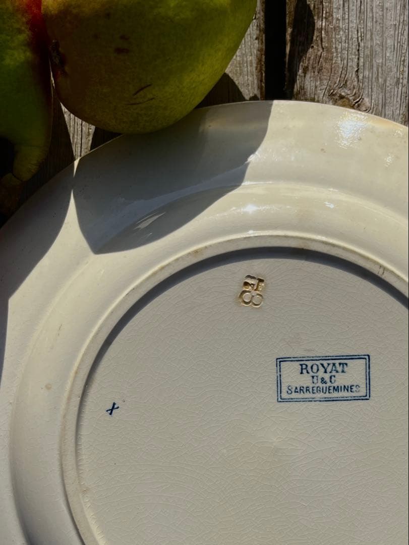 ◆フランスアンティーク｜残1希少大皿100年前サングミンヌプレート30cm花刻印