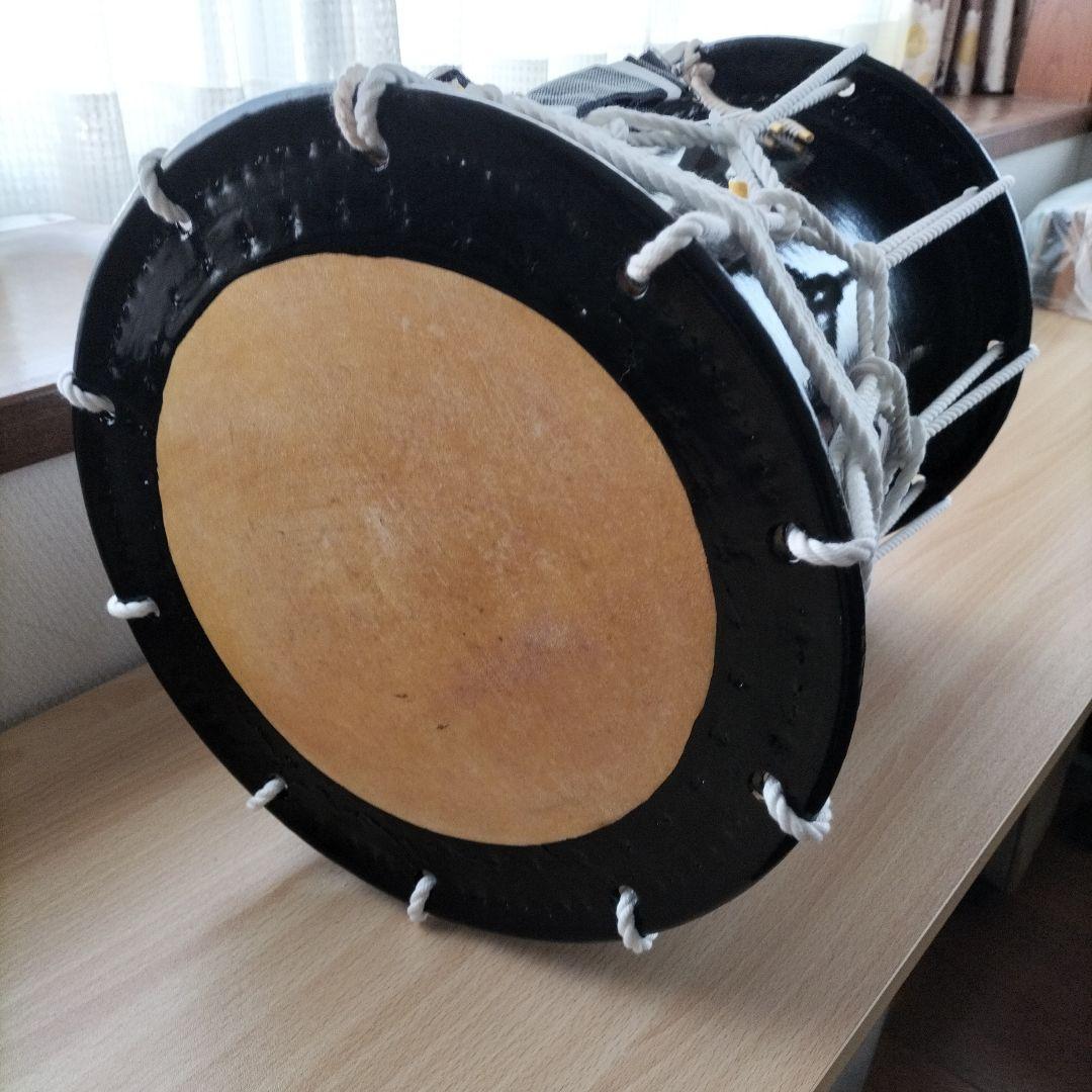 「ミズキ様ご依頼商品」担ぎ太鼓　　和太鼓 　天然皮革　ストラップ付き　中古品⑨