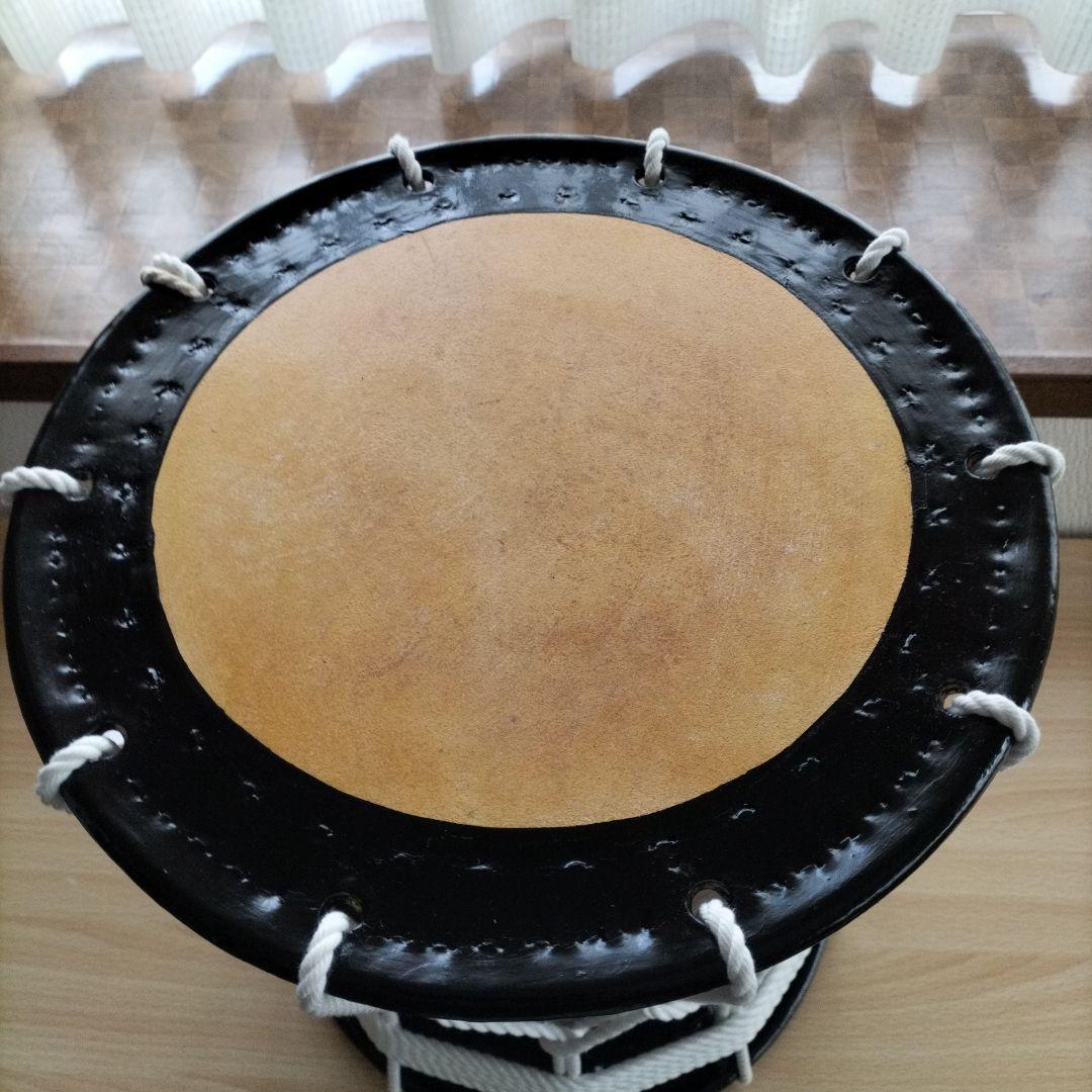 「ミズキ様ご依頼商品」担ぎ太鼓　　和太鼓 　天然皮革　ストラップ付き　中古品⑨
