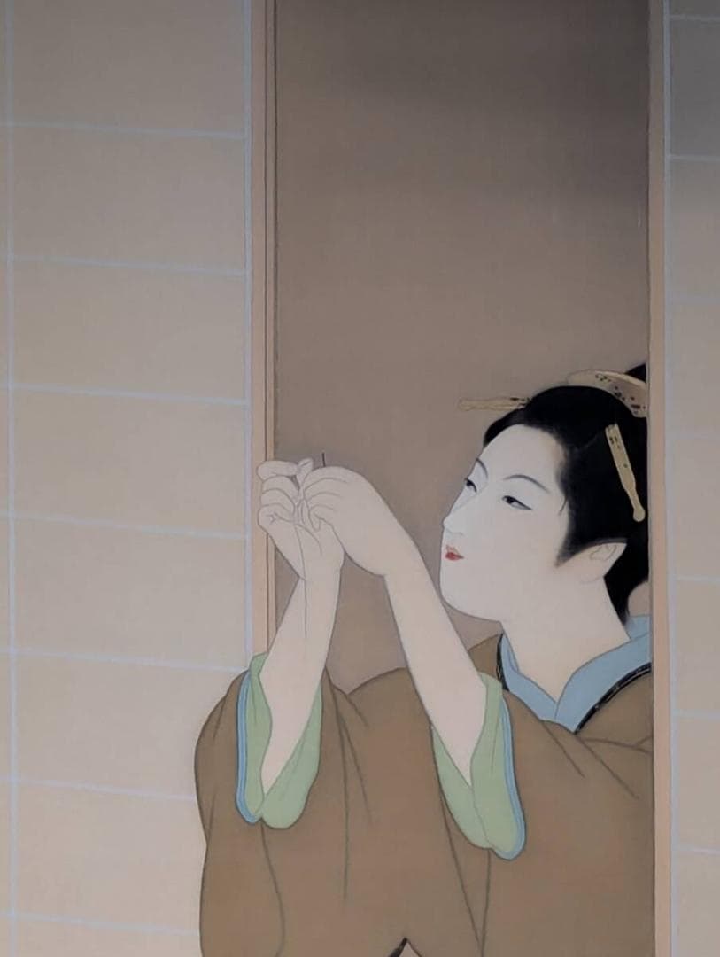 【真作】【複製】複製画　上村松園　夕暮　講談社　箱・黄袋入　Z68