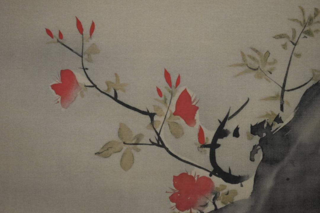 複製/尾形光琳/躑躅図/ツツジ図/大幅/工芸/桐共箱付/布袋屋掛軸HF-613