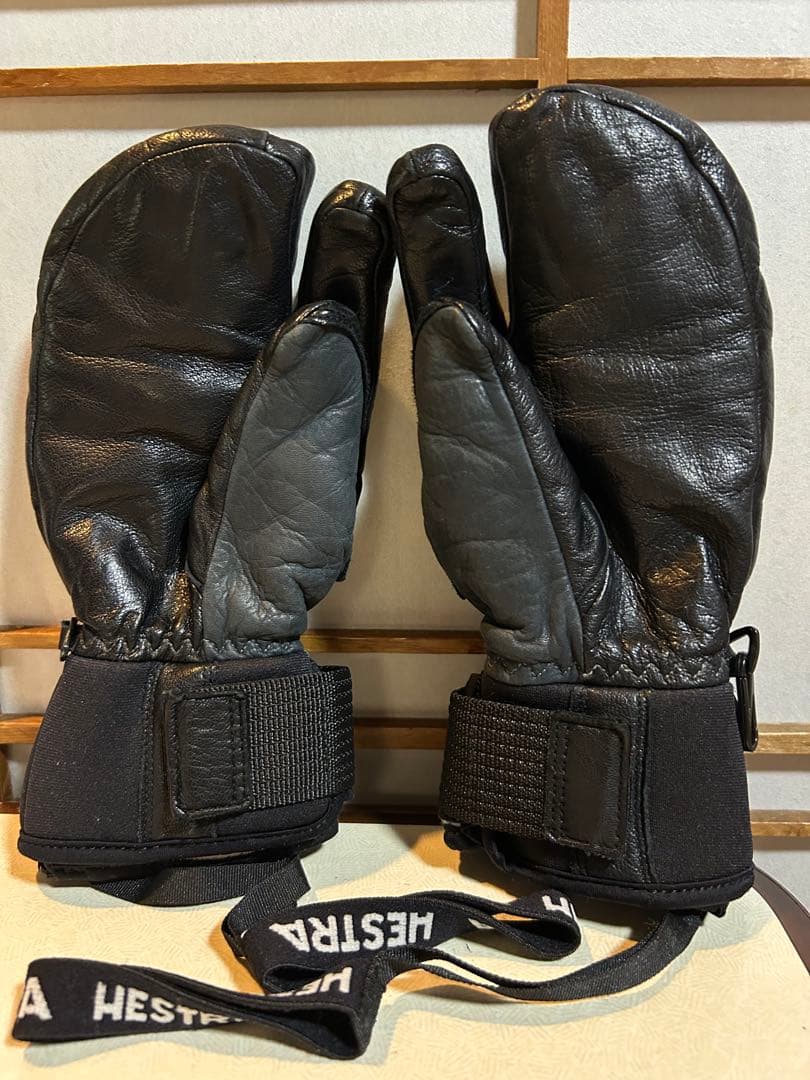 HESTRA ヘストラ サイズ5 スリーフィンガー フルレザー グローブ