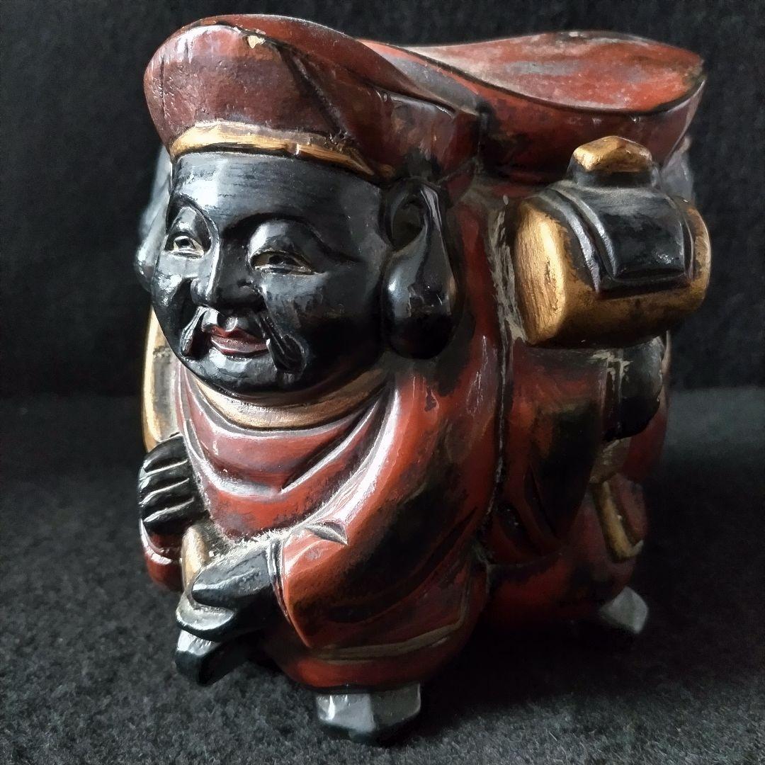 三面大黒天 木製 時代物 骨董品