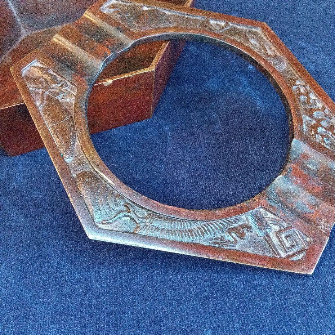 六角形の金属製灰皿　アンティーク　レトロ　記念品