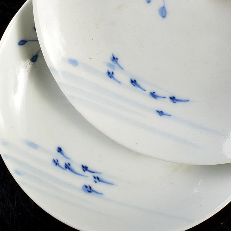 和食器　瀬戸焼　古瀬戸　染付　桜メダカ文　盛塩皿　皿　十三客　V　R7265