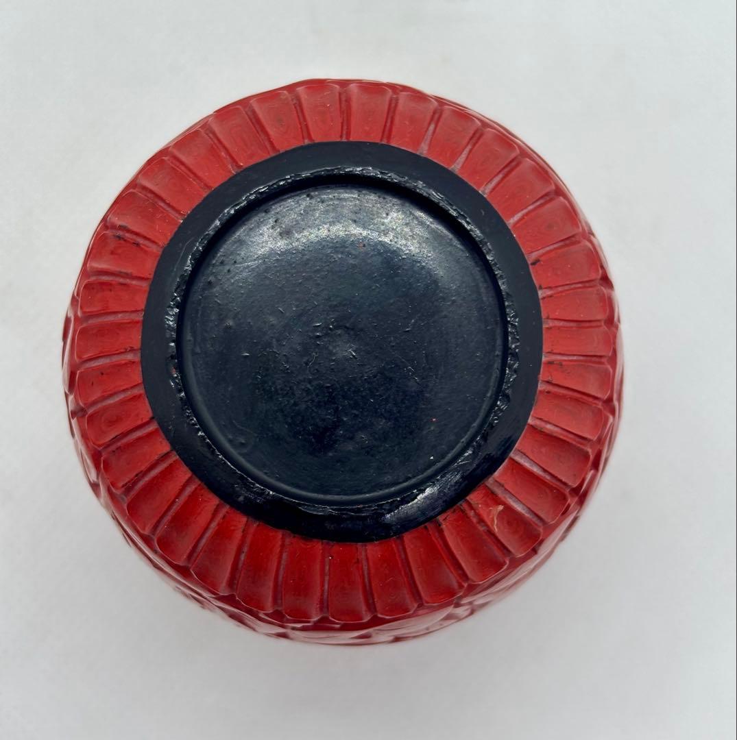 #朱漆蒔絵・糸目千筋瓢箪形・堆朱 牡丹 茶道具　棗3点セット　P-21