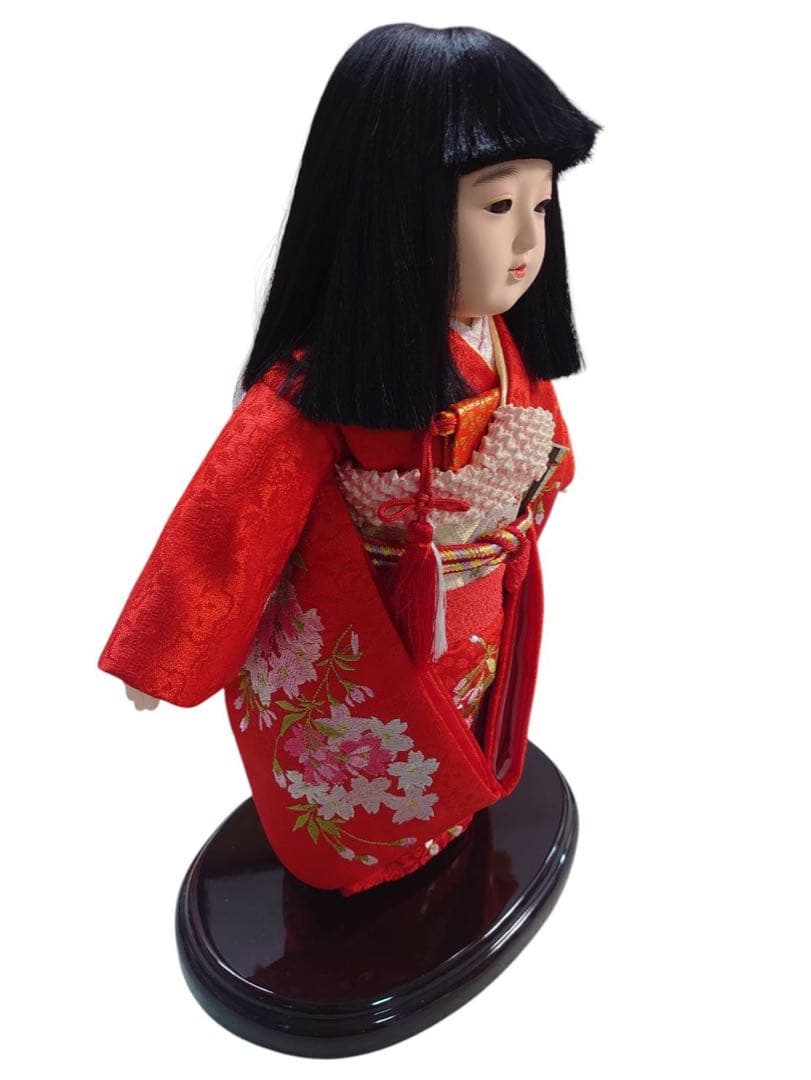 市松人形 正絹着物　公司作　ケース付伝統工芸品　日本人形