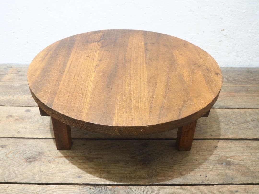 1310 折りたたみ式　レトロな丸ちゃぶ台　座卓　ローテーブル　古家具　古道具