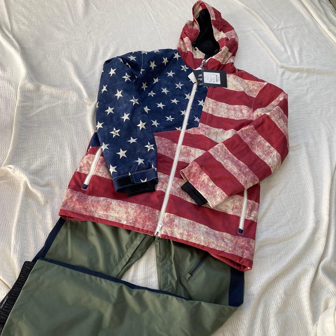 【新品】sessions セッションズ　セットアップ　星条旗柄　スノーウェア
