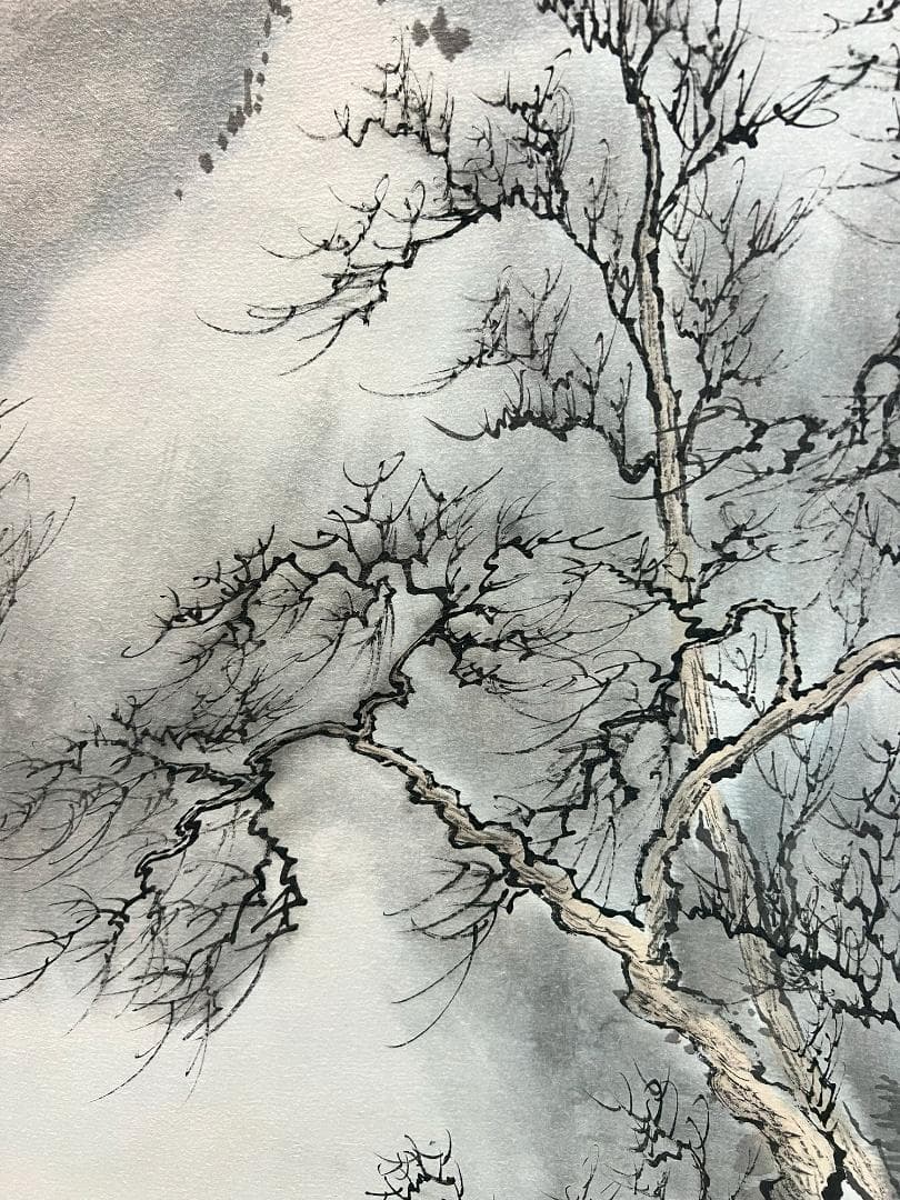 掛軸 芳剛「雪景図」手描き水墨画 世界に二つとない宝物