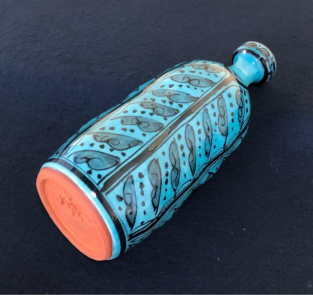 割引❗️《R》トルコ青 花入 秀逸作 加藤賢司 陶歴書 共布 共箱250820G1