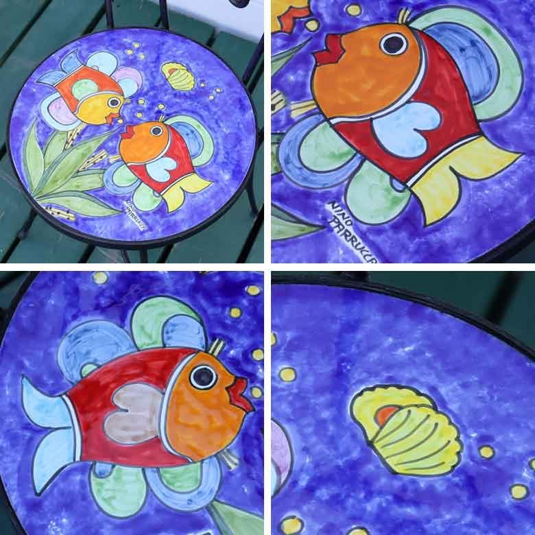 ガーデン3点セット ファニチャー テーブルセット イタリア 海の魚