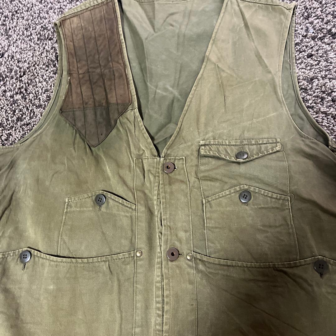 激レア 40s ヴィンテージ ハンティングベスト ユーロ 古着 希少 オリーブ