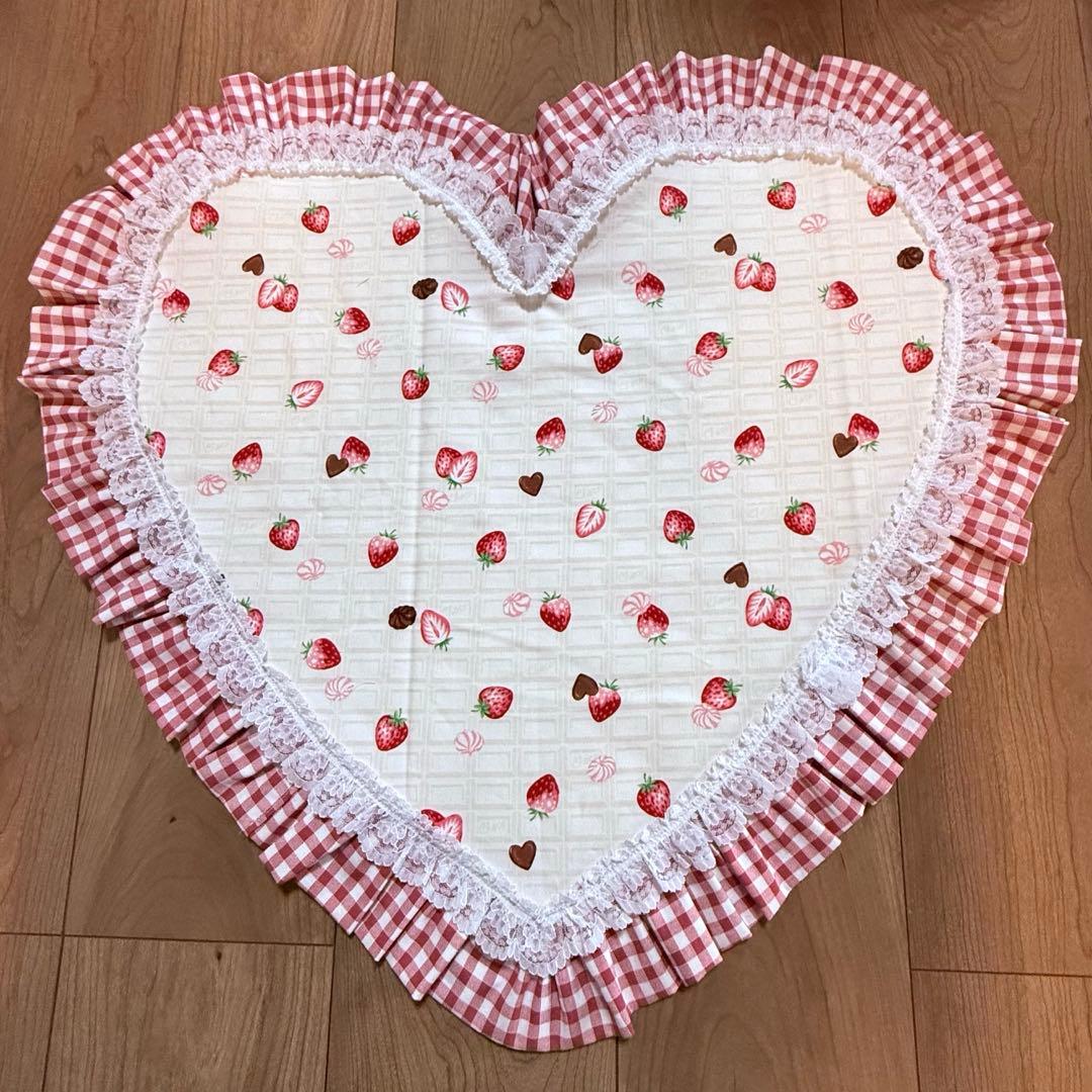 カフェマット　ハート　いちごチョコ　ハンドメイド