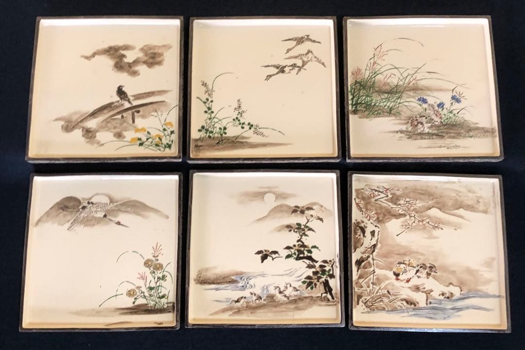 《R》尾形乾山 色絵十二ヶ月歌絵皿12客 MOA美術館 共箱 260116き4