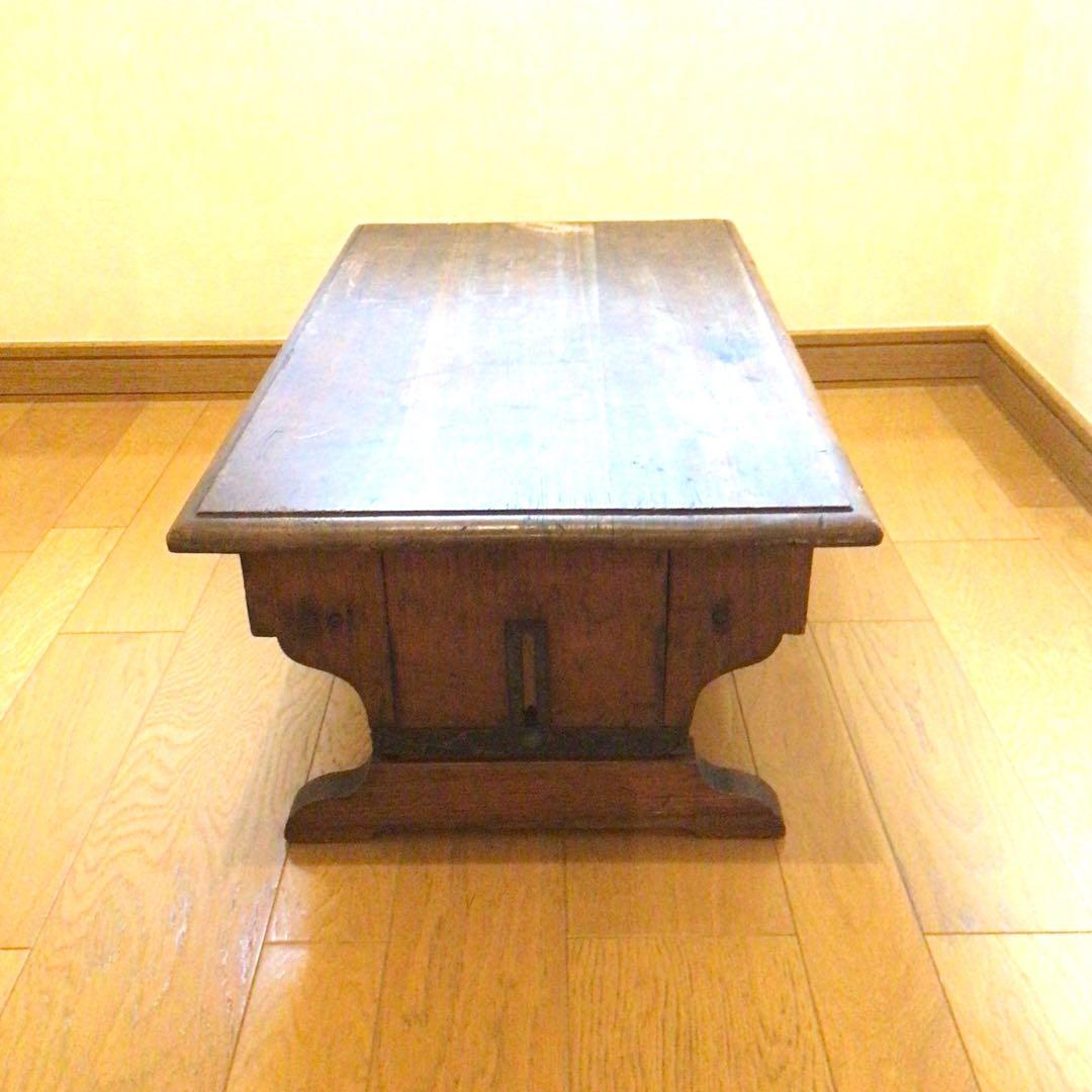 骨董　文机 引出し付き　 木製　古家具　アンティーク　ローテーブル