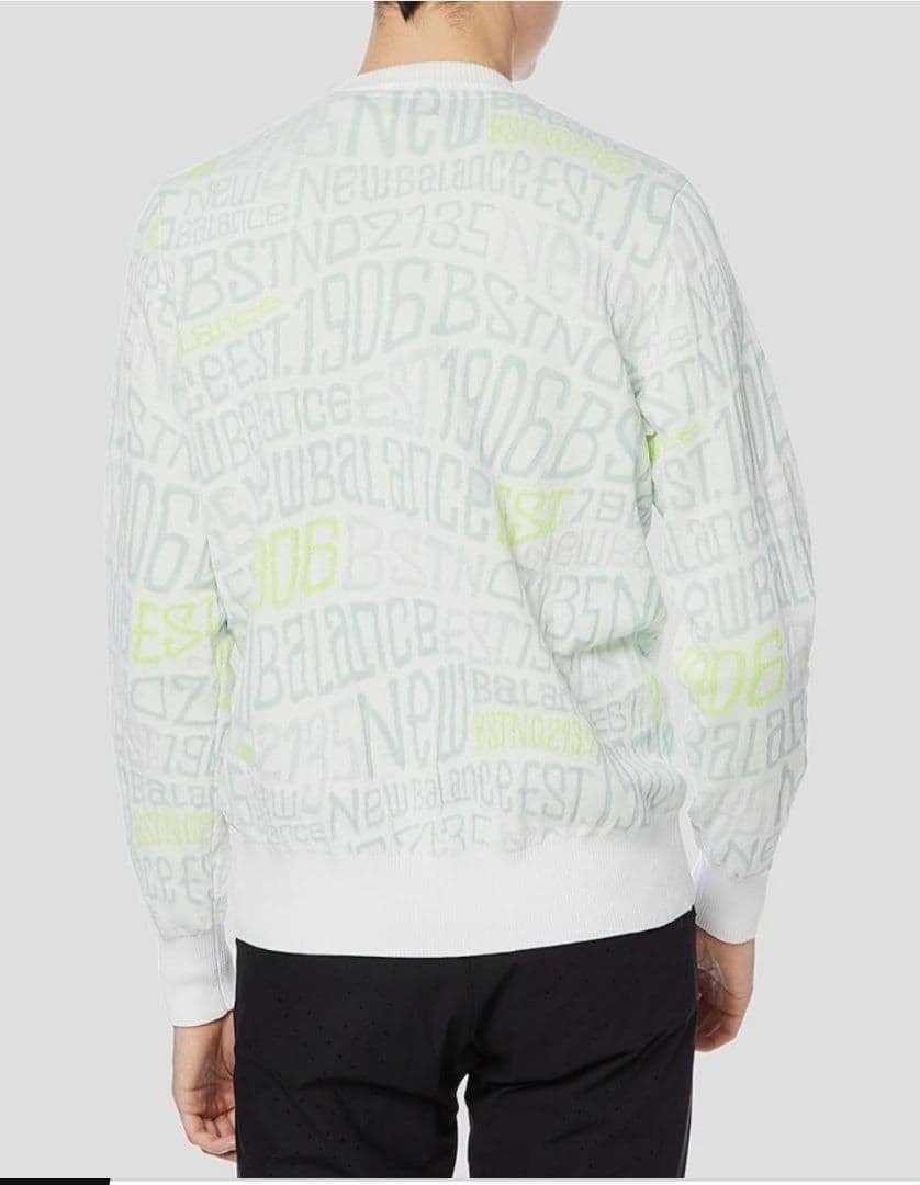 美品☆new balance golf☆ジャガード総ロゴニット 4(M) 薄緑