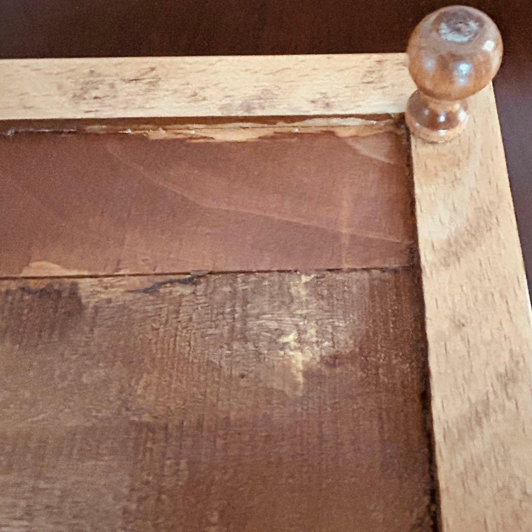 フランスアンティーク　トリベッド　足付き　鍋敷き　木製＆陶磁器